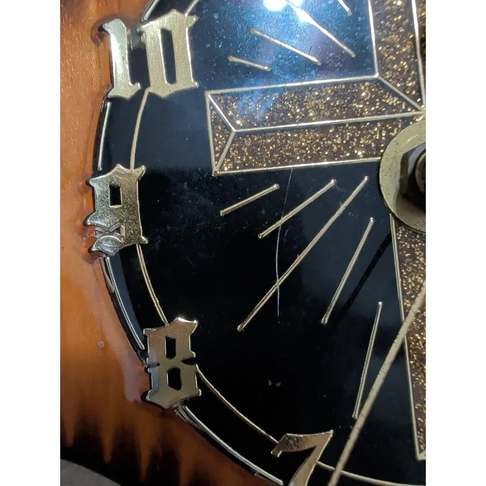 Vintage Religious Wood Cross Wall Clock Praying Hands Lacquered Plaque Works